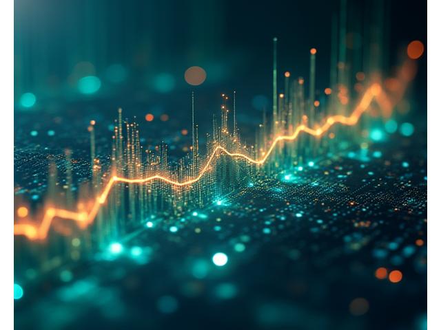 Animated data visualization showing AI processing and insights generation with business metrics