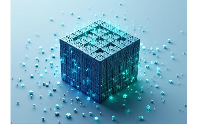 Complex architectural diagram transforming into a clean, modular cloud-native service mesh