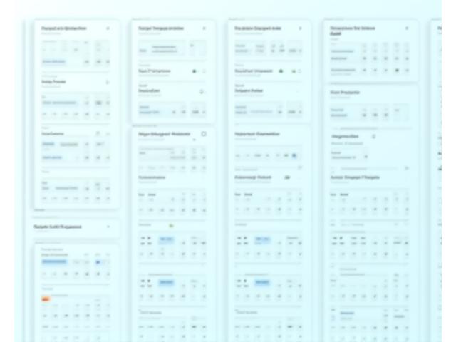 An organized overview of a design system, displaying various UI components like buttons, input fields, and typographic scales, all laid out systematically in a powerful design tool like Figma or Sketch, emphasizing consistency and scalability. The interface elements reflect Kindred Code's clean aesthetic.
